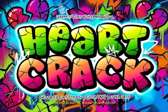 Heart Crack: A Bold and Playful Graffiti-Inspired Display Font